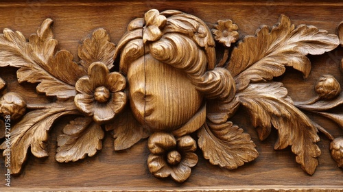 Ornate Wooden Carving of a Female Face