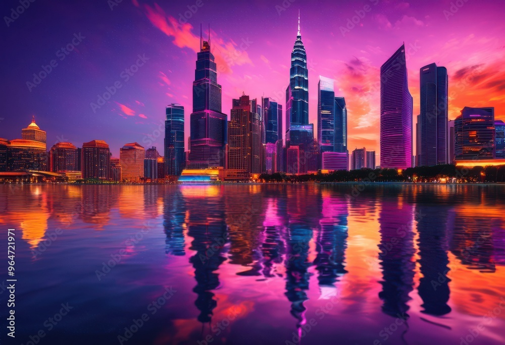 stunning city skyline twilight showcasing vibrant lights dynamic architectural structures colorful evening sky, cityscape, urban, architecture, buildings, view stunning city skyline twilight showcasing vibrant lights dynamic architectural structures colorful evening sky, cityscape, urban, architecture, buildings, view