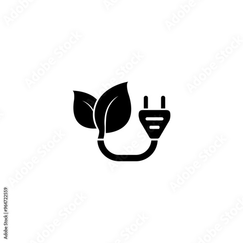Eco-friendly energy icon featuring a leaf and plug, symbolizing sustainable power and environmental conservation.