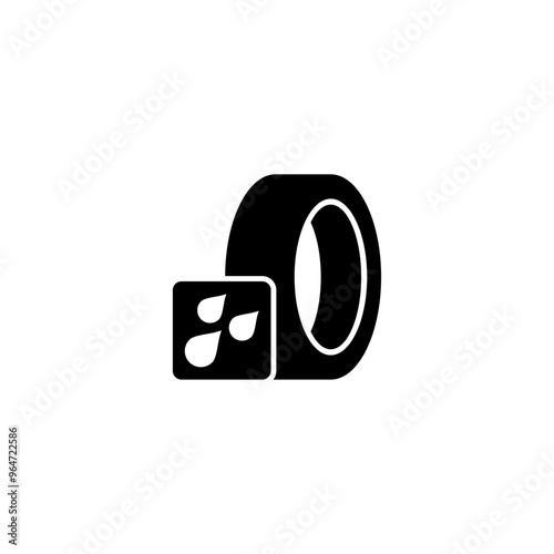 Black tire icon with water droplets, symbolizing wet conditions.
