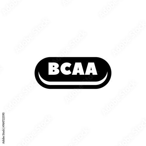 Black and white vector icon of a BCAA supplement pill, symbolizing fitness and health nutrition.