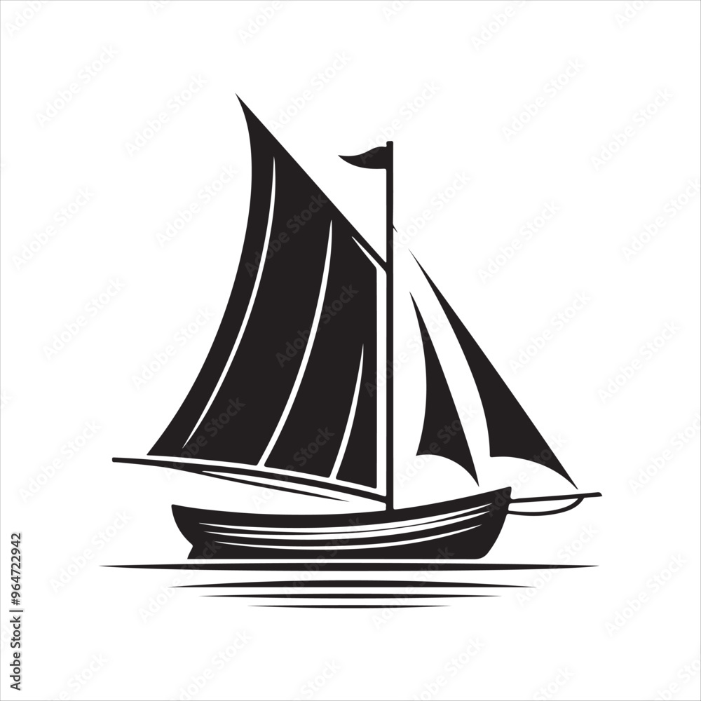 Lugger Silhouette Vector Illustration – Perfect for Nautical-Themed Designs Lugger Silhouette Vector Illustration – Perfect for Nautical-Themed Designs
