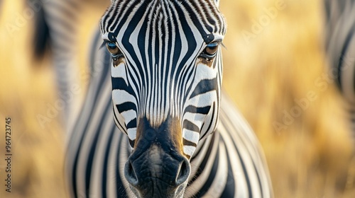 Close-Up of a Zebra in Savanna