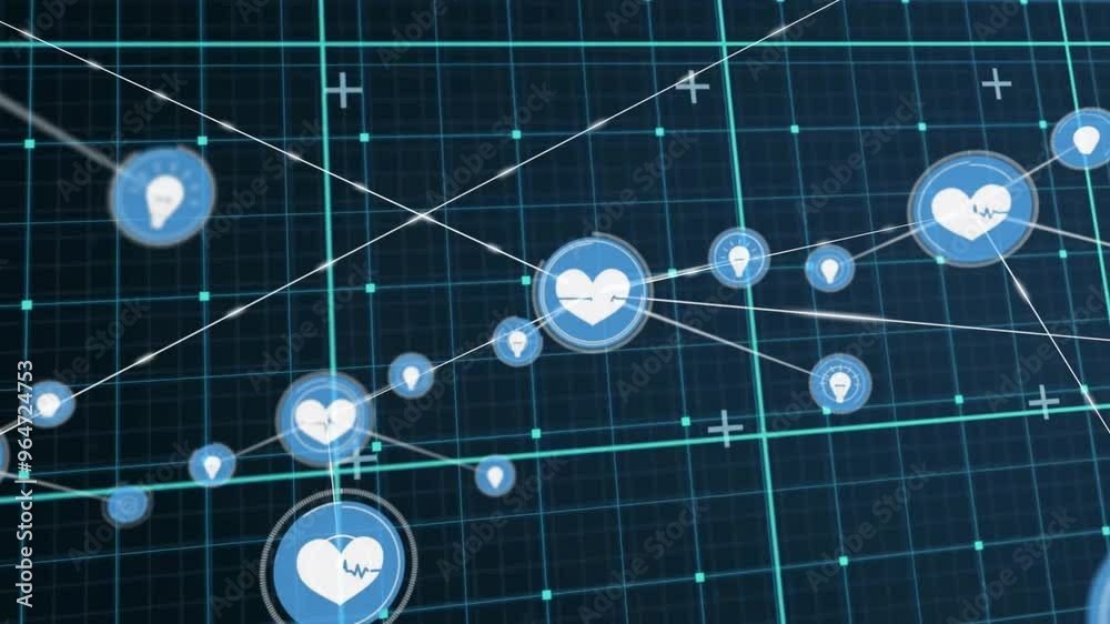 Animation of network of connections with heart icons
