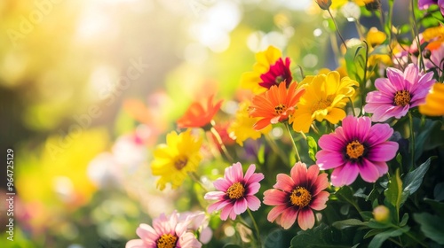 Vibrant Flower Garden in Sunlight