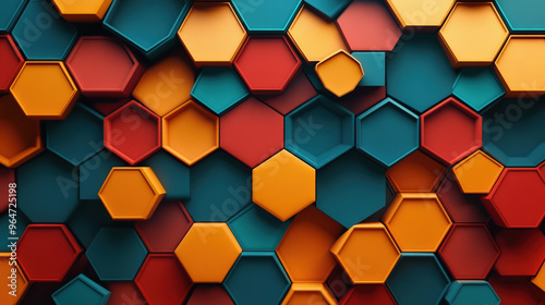 A colorful wall made of hexagons