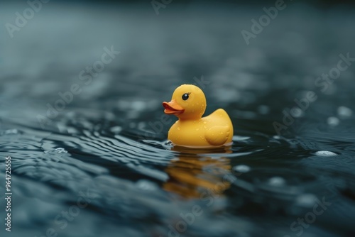 A yellow rubber duck is floating in the ocean, generative ai image photo