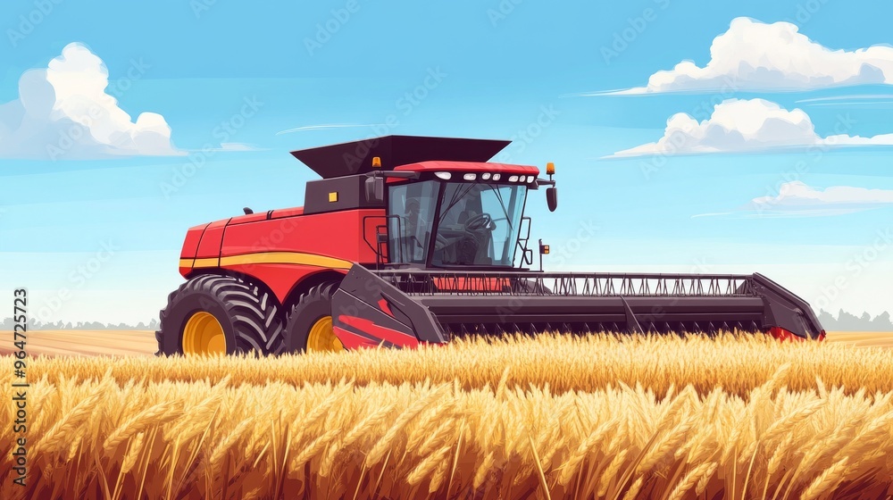 Fototapeta premium Harvesting Machinery in Golden Fields