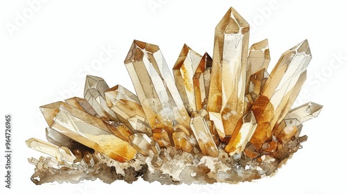 vintage barite mineral illustration on clean white background retro scientific drawing