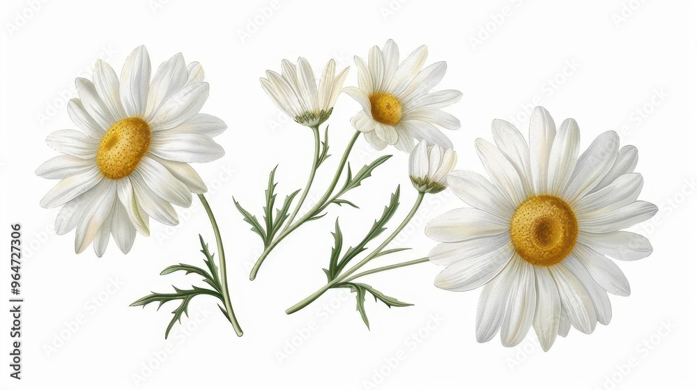 Fototapeta premium vintage botanical illustration of chamomile flower isolated on white herbal medicine