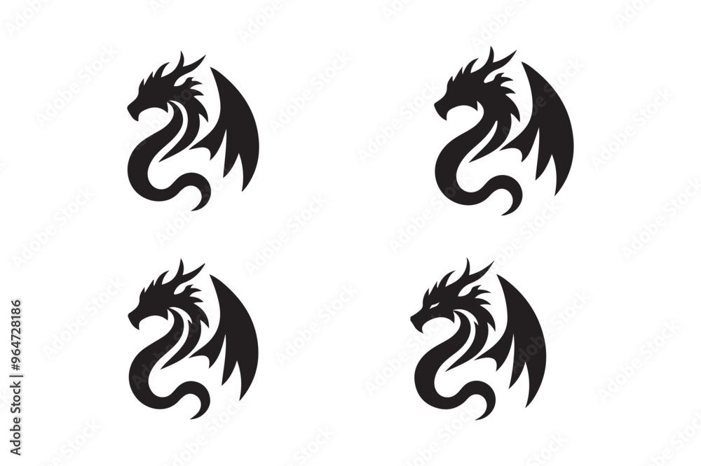 Dragon silhouette vector art illustration Dragon silhouette vector art illustration