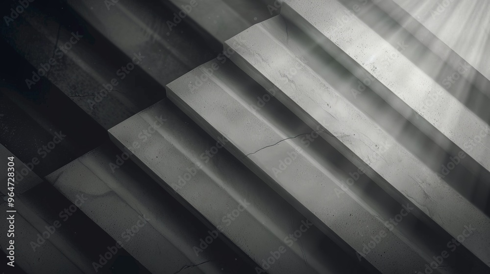 Obraz premium Gray staircase illuminated by sunlight