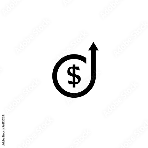 Dollar rate increase icon isolated on white background