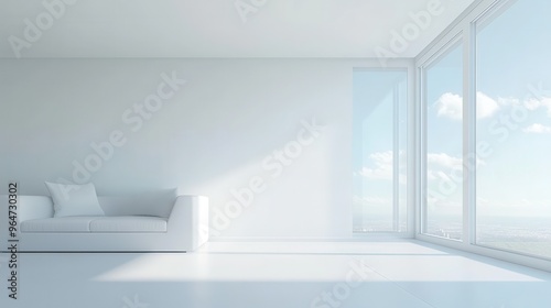 Wallpaper Mural A white living room with a couch and a window Torontodigital.ca