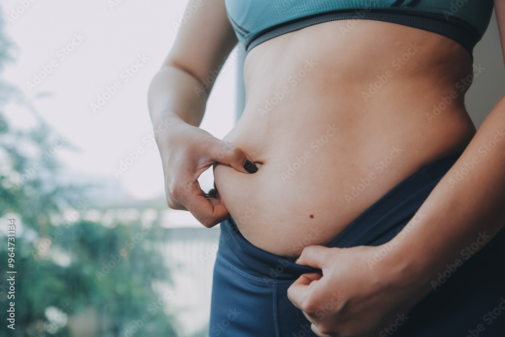 fat woman, fat belly, chubby, obese woman hand holding excessive belly fat with measure tape, woman diet lifestyle concept fat woman, fat belly, chubby, obese woman hand holding excessive belly fat with measure tape, woman diet lifestyle concept