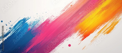 Abstract Painting with Blue, Pink, and Yellow Strokes photo