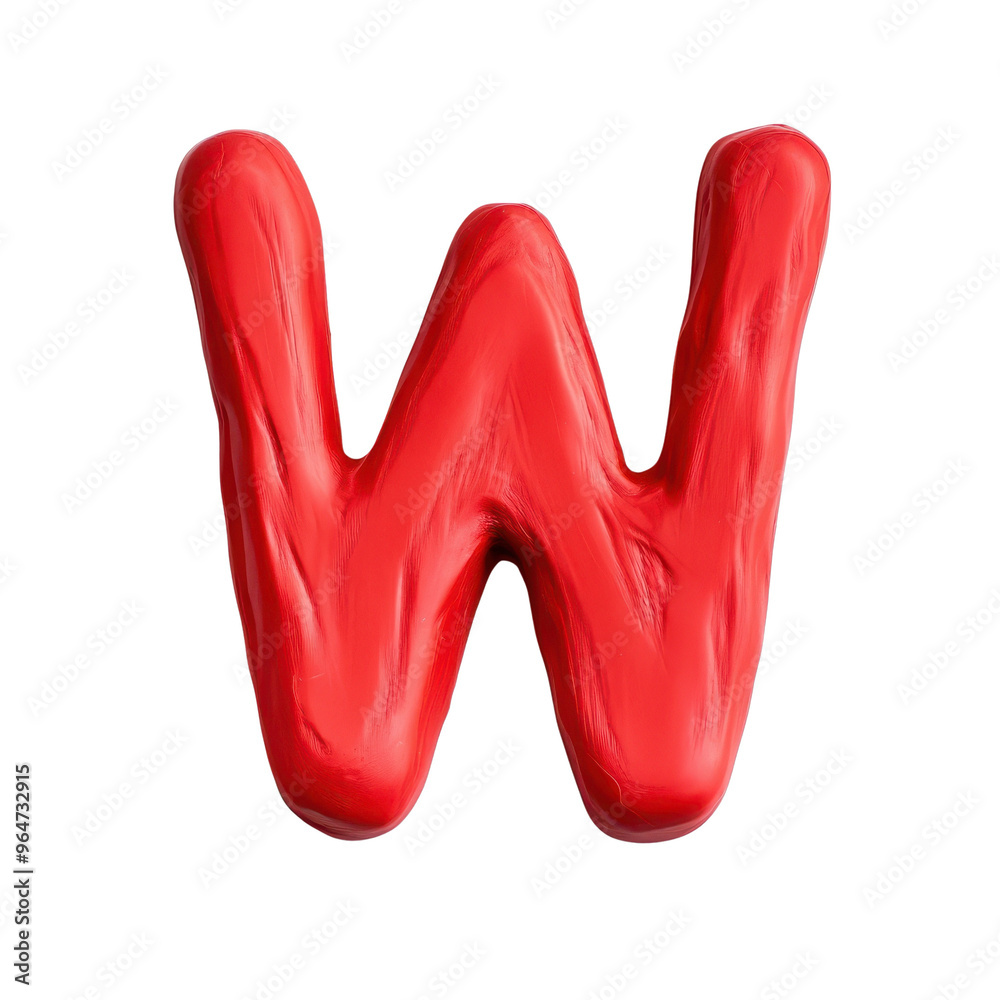 Bright red letter W made of a textured material, perfect for educational purposes and creative designs. Bright red letter W made of a textured material, perfect for educational purposes and creative designs.