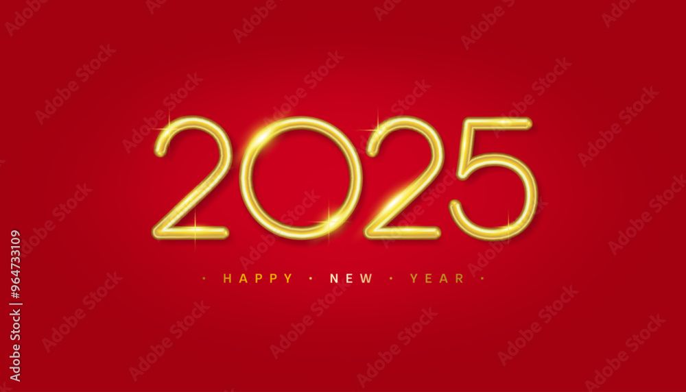 2025 Happy New Year banner with Realistic Sparkler numbers on red background. Vector illustration in 3D style 2025 Happy New Year banner with Realistic Sparkler numbers on red background. Vector illustration in 3D style