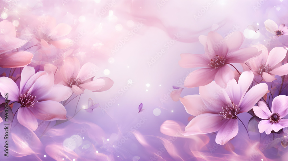 Charming image showcasing delicate lavender and pink flowers against a dreamy, light-filled bokeh background, creating a serene and tranquil atmosphere. Charming image showcasing delicate lavender and pink flowers against a dreamy, light-filled bokeh background, creating a serene and tranquil atmosphere.