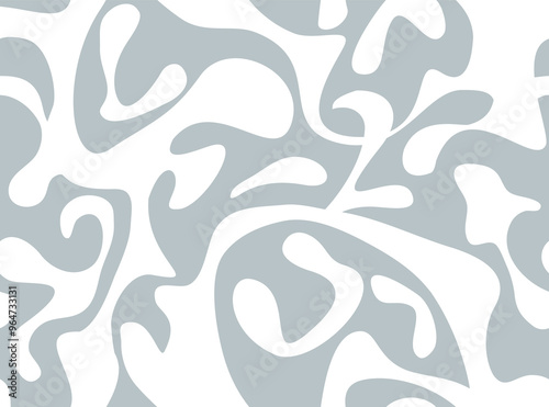 Abstract seamless pattern with dots and loopy blots. Surface pattern fill irregular spots organic shape. Hand drawn stylish abstract print. Creative contemporary template for design