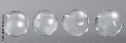 cosmetic moisturizer water molecule, Cosmetic Essence, Liquid bubble, Molecule inside Liquid Bubble on transparent background, 3d rendering