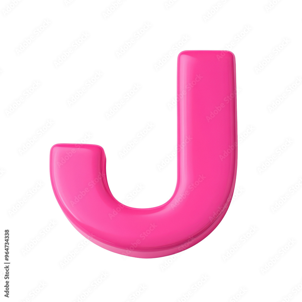 Vibrant pink letter J in a glossy 3D style, perfect for creative projects or educational materials focused on typography. Vibrant pink letter J in a glossy 3D style, perfect for creative projects or educational materials focused on typography.