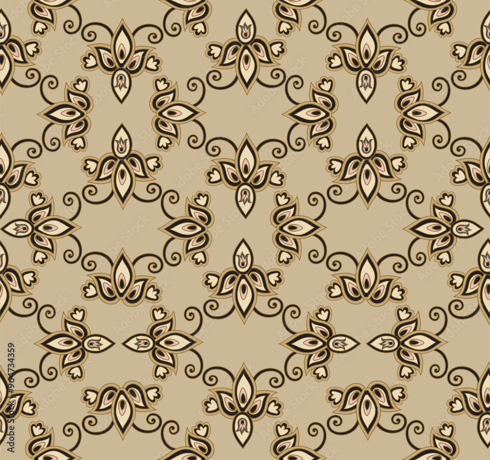 Obraz premium Arabesque floral seamless pattern. Flourish ornamental texture in damask asian style.