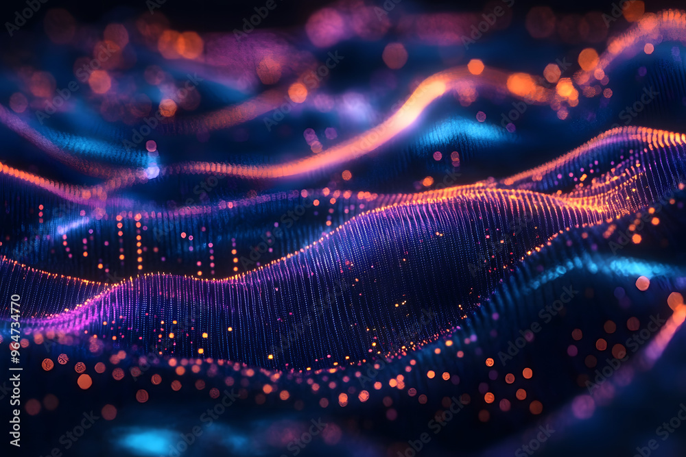 custom made wallpaper toronto digitalA digital wave on a dark background. A technology and science concept. 3D rendering.