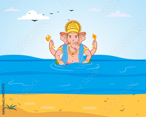 Indian festival lord ganesha visarjan in anant chaturdashi