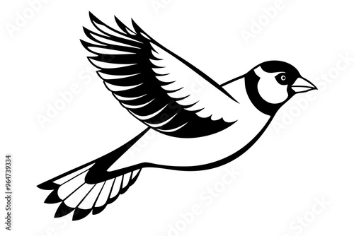 Flying goldfinch vector art illustration photo