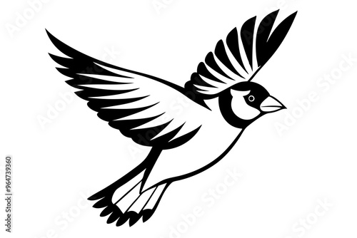 Flying goldfinch vector art illustration photo