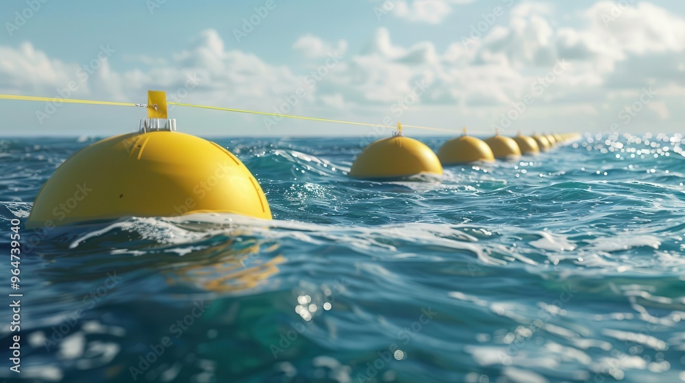 wave energy converters bobbing on ocean surface renewable electricity ...