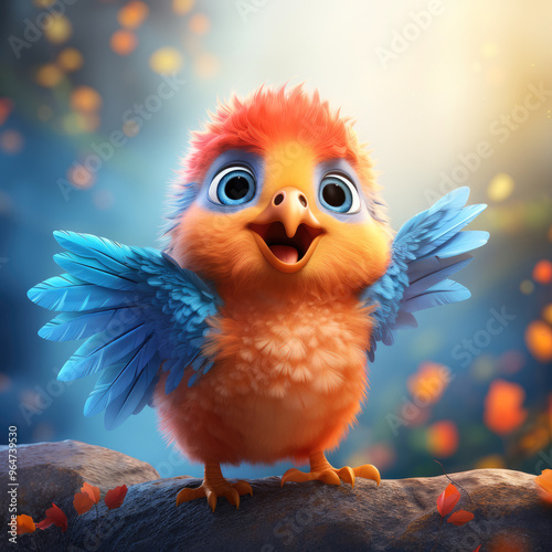 generated illustration of cute little tweet bird