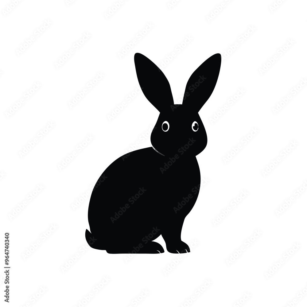 Fototapeta premium a Rabbit or Bunny or Hare Silhouette for Art Illustration isolated on white background