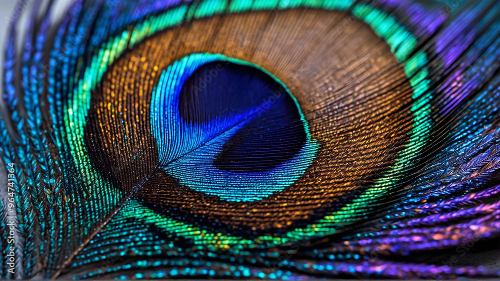 Naklejka premium zoomed in shot of a peacock feather