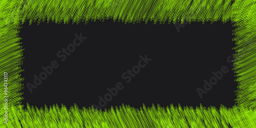 Abstract frame with glitter texture, central void on a black background. Grunge lines creating gilded abstract particles. Stock vector illustration.