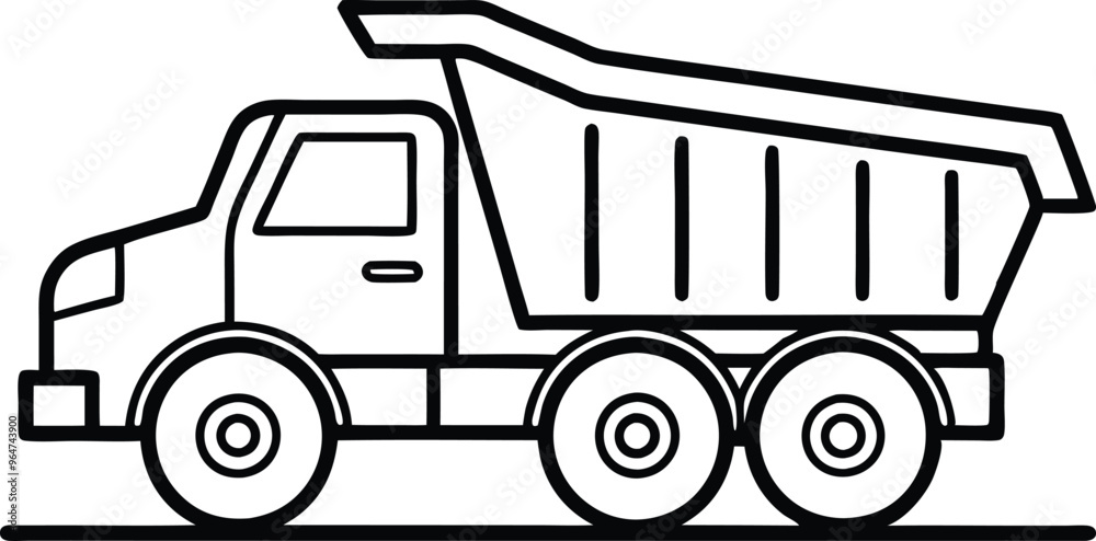 dump truck line art vector illustration dump truck line art vector illustration