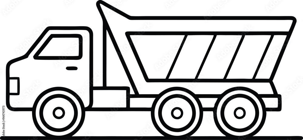  dump truck line art vector  illustration 