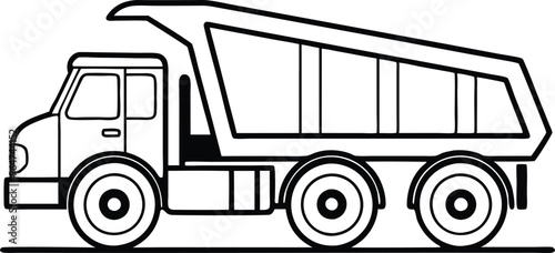  dump truck line art vector  illustration 