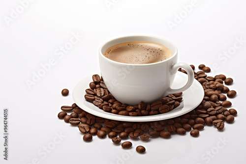 cup of coffee on isolated white background