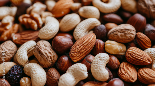 A mix of different nuts, including dry fruits.