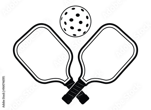 Pickleball crossed paddle with ball