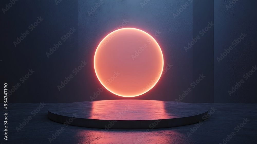 A glowing red circle is on a dark background A glowing red circle is on a dark background
