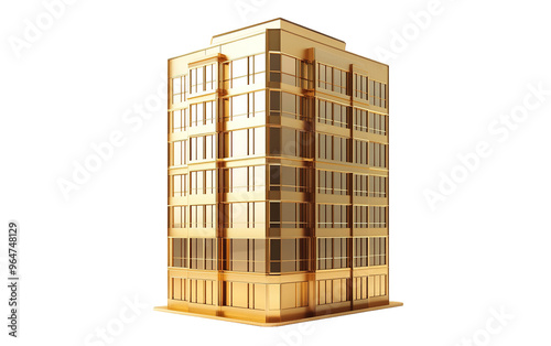 Gold building isolated on white or transparent background