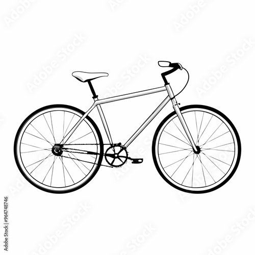 Black and white bicycle illustration, simple line art