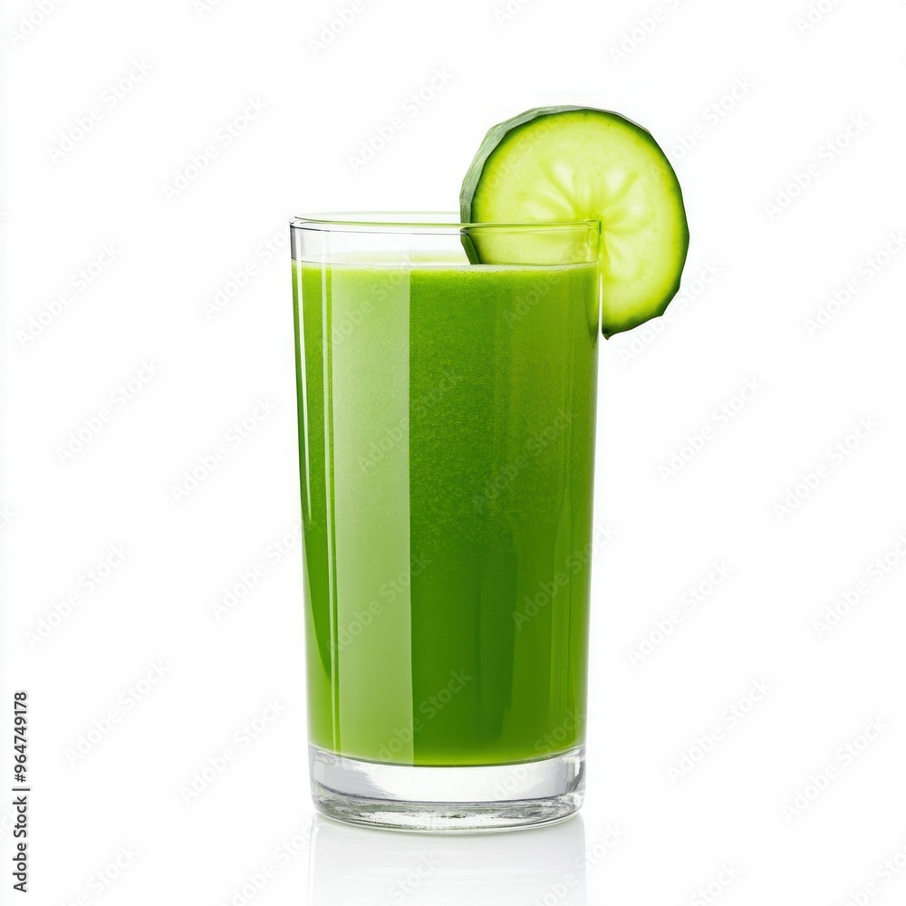Fresh Green Vegetable Juices in Glasses on White Background Fresh Green Vegetable Juices in Glasses on White Background