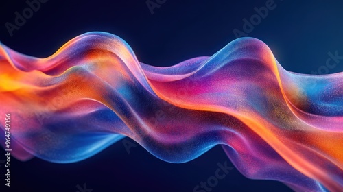 Abstract Wavy Form with Multicolored Gradient and Glittering Texture