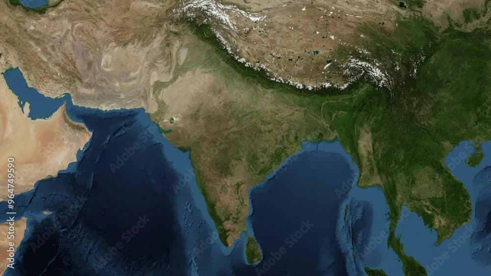 Zoom from Earth to India. (No Border) World map animation with ...