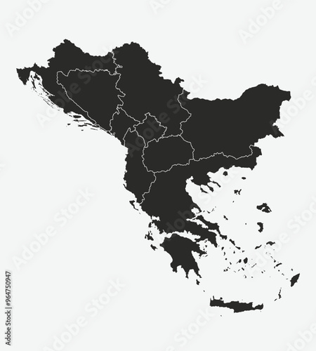 Balkans map. High detailed. Vector illustration