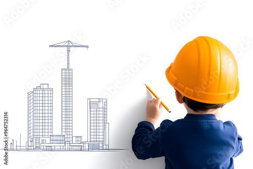 Child in a Construction Helmet Drawing | Creative Play and Imagination in Future Engineering